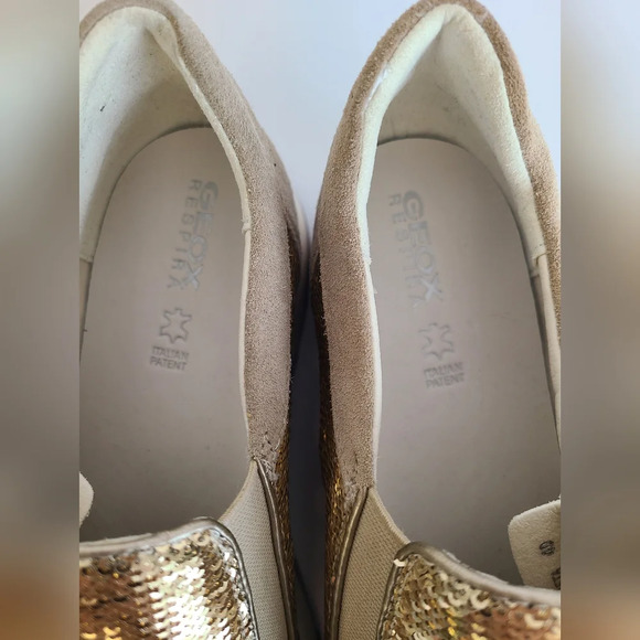 Geox Women's D Gendry Low-Top Sneakers, Taupe Gold, Sequin, Like New, Size 9.5US - Picture 5 of 10